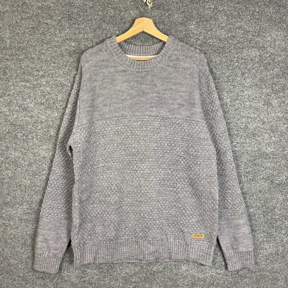 Icewear Iceland Sweater XL Gray Textured Knit Crew Neck Long Sleeve Pullover